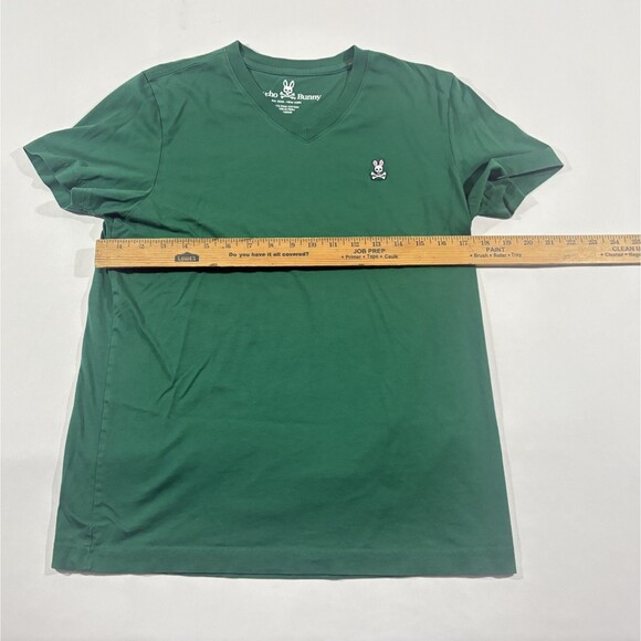 Psycho Bunny T-Shirt Mens Green Pima Cotton V Neck Short Sleeve Casual Tee M 4 - Picture 4 of 9